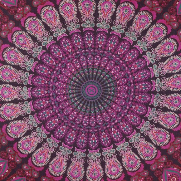 Peacock Mandala Tapestry - 60x50 Inches - Picture 5 of 5